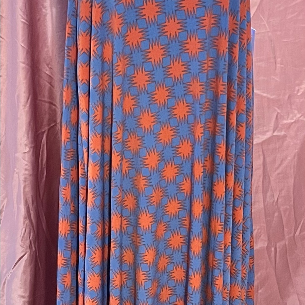 LuLaRoe Orange and Pink Pleated Maxi Dress